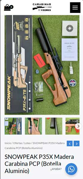 Caso de éxito tienda online página de producto vista móvil