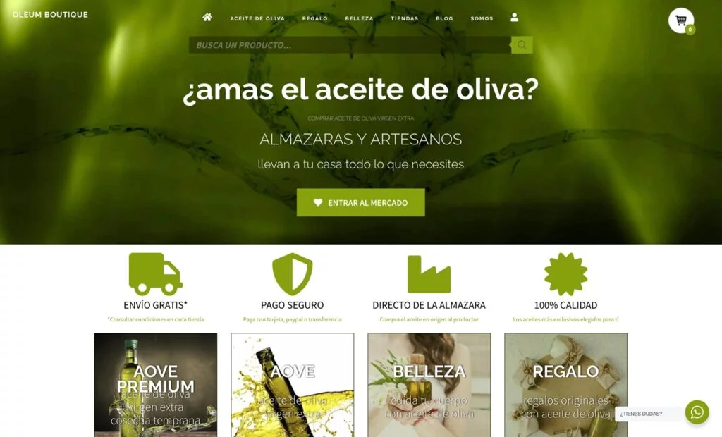 Diseño web de marketplace Oleum Boutique