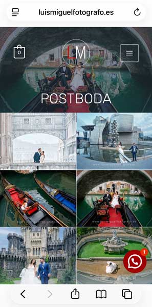 Diseño web Luis Miguel Fotógrafo. Vista de galería en móviles 
