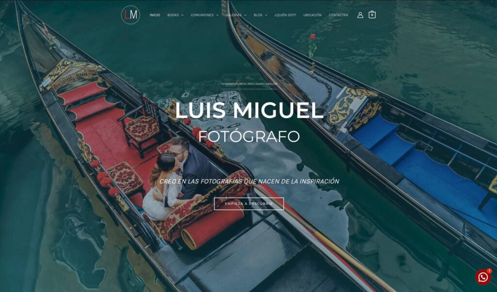 Diseño web Luis Miguel Fotógrafo. Vista de escritorio.