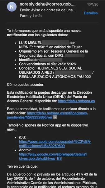 Phising DEHÚ email real